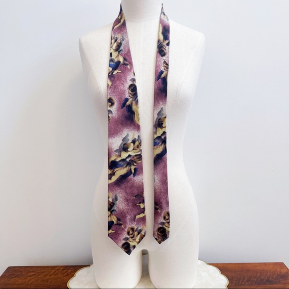 Guy Laroche Cherub Print Men’s Silk Tie Wedding - Picture 4 of 8